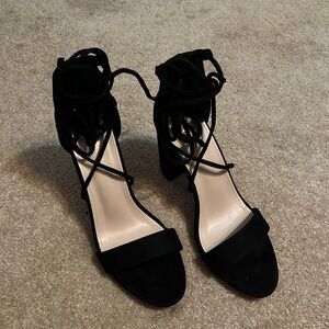 Chunky black heels
